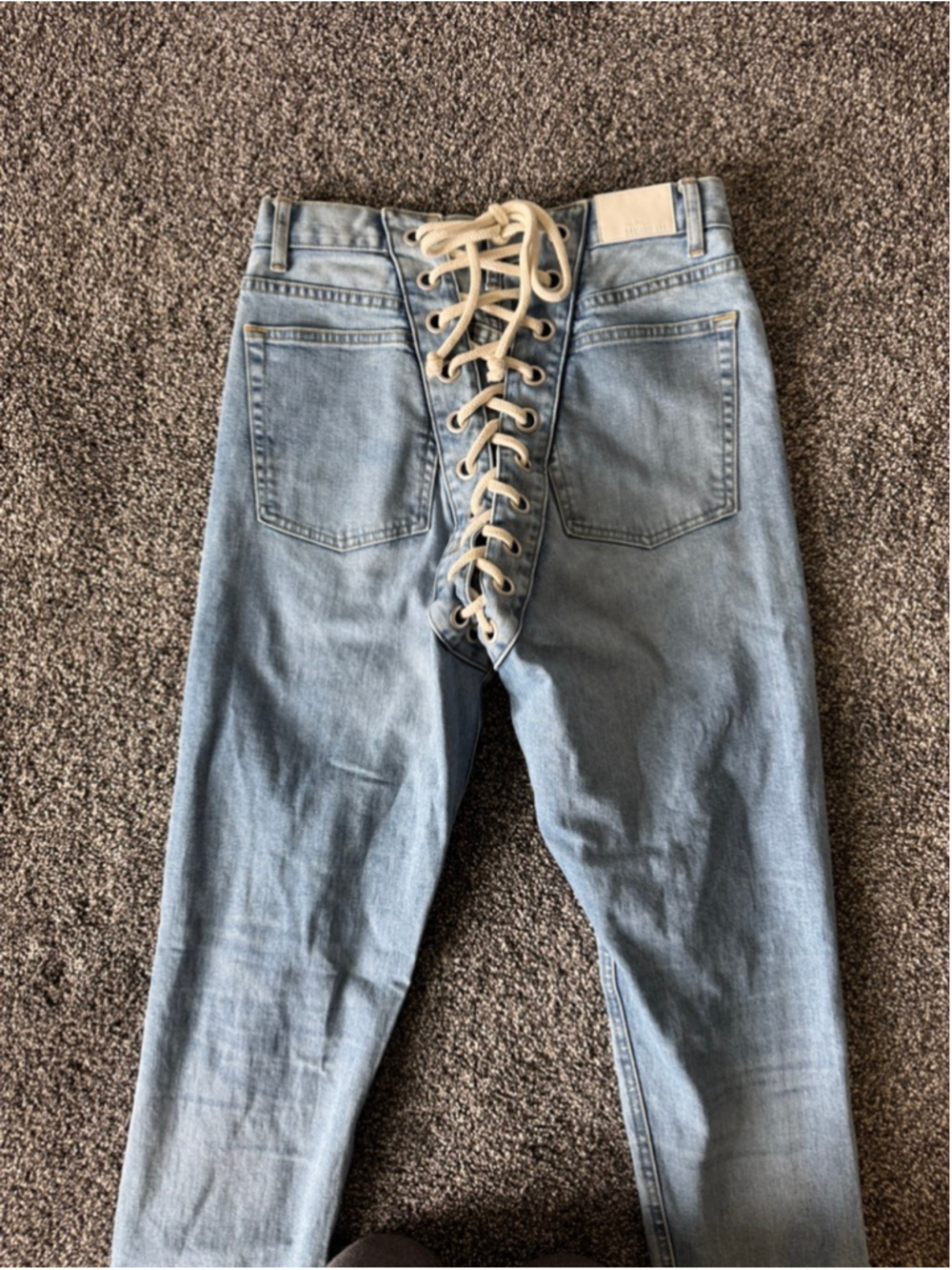Women's SAMARIA LEAH SIGNATURE LACE-UP 'LEAH' JEANS Light Blue Size 29 - Picture 13 of 16